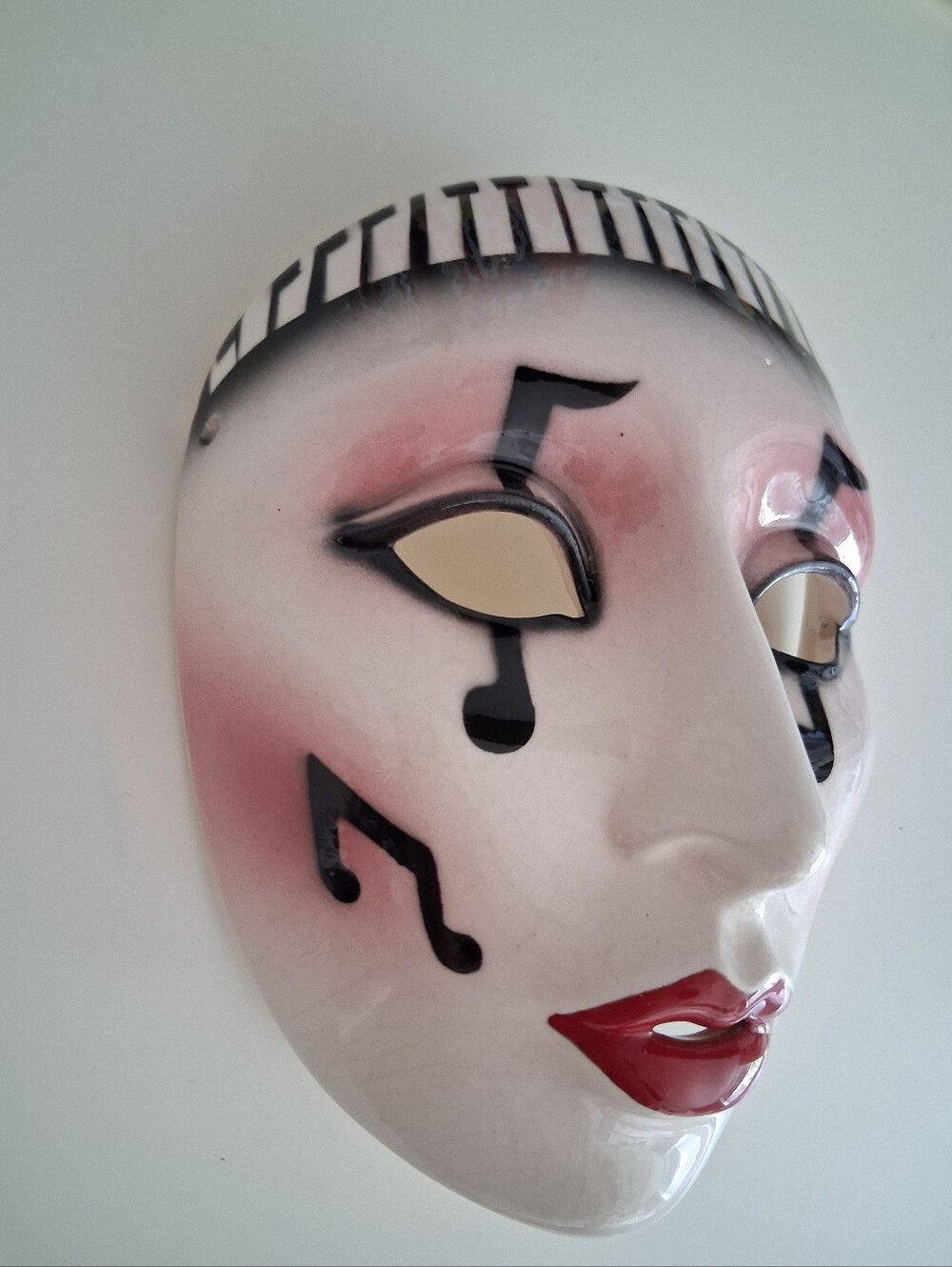 VTG 1988 Clay Art of San Francisco Ceramic Wall Mask Musical Music Notes Piano - Picture 3 of 6